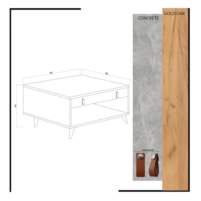 Hanah Home Mesa de Centro Brida Roble y Blanco
